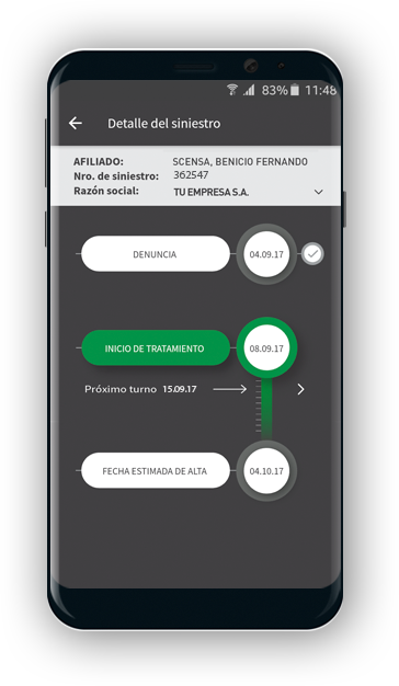 <b>Visualizá los siniestros,</b><br/>conocé su estado<br />y seguí su evolución
